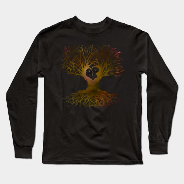 Orange Magic Tree Of The World Long Sleeve T-Shirt by VictoriaLehnard